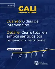 Cierre total en la carrera 8 por trabajos de reparación de tubería