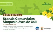 Imagen convocatoria para stands comerciales del Simposio de Aviturismo “Aves de Cali” 2026