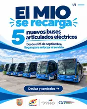 Cinco nuevos buses articulados eléctricos refuerzan el servicio del MIO 