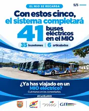 Cinco nuevos buses articulados eléctricos refuerzan el servicio del MIO 