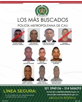 Autoridades de Cali capturan a las dos primeras personas del ‘cartel de los más buscados por homicidio’