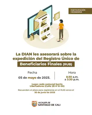 Este 5 de mayo, de nuevo la Dian acompañará a los organismos comunales para el registro del RUB y el RUT 