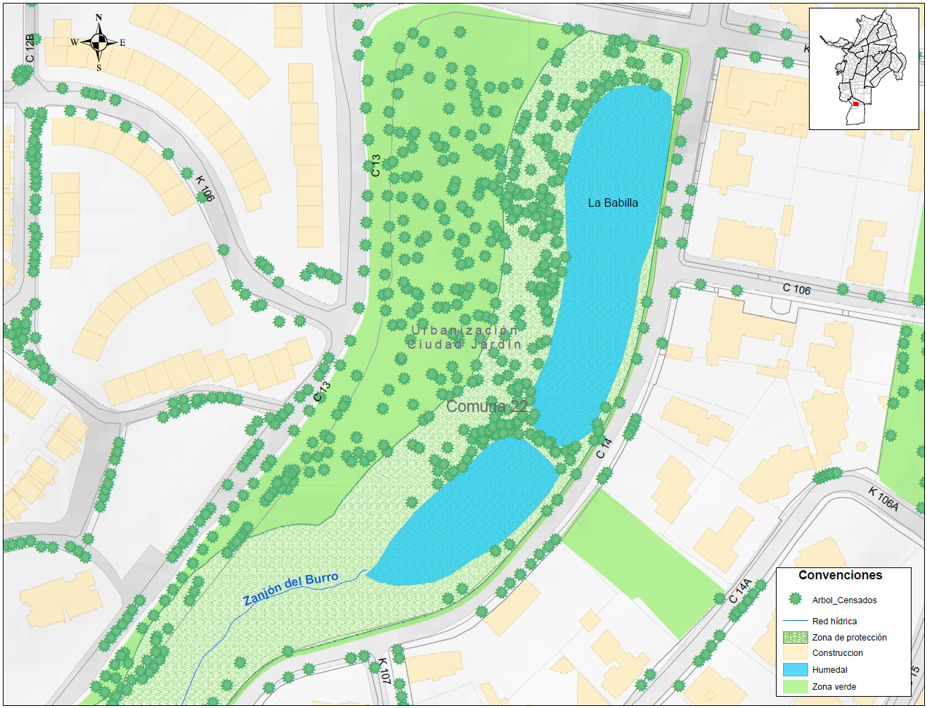 Mapa Zona de Protección Humedal la Babilla – Zanjón del Burro