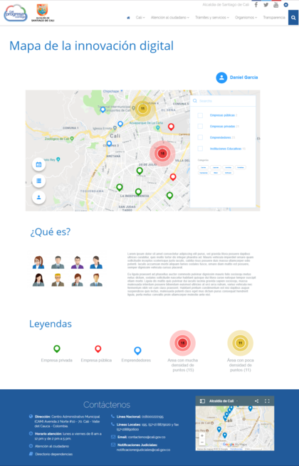 Imagen del diseño web que podría tener el mapa de la innovación