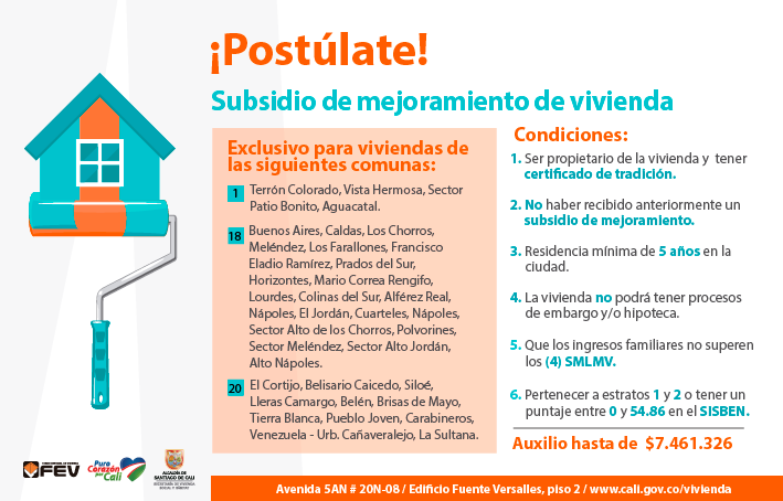 Volante Convocatoria Subsidio de Mejoramiento Comuna 1,18 y 20 Volante Convocatoria Subsidio de Mejoramiento Comuna 1,18 y 20