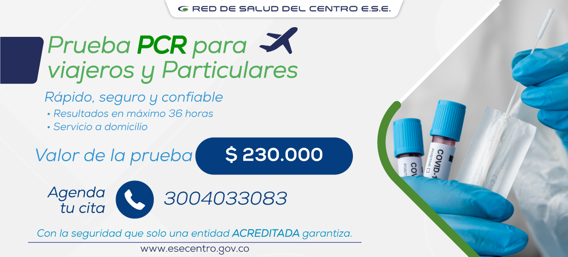 ESE Centro realiza pruebas covid-19 PCR para particulares ESE Centro realiza pruebas covid-19 PCR para particulares