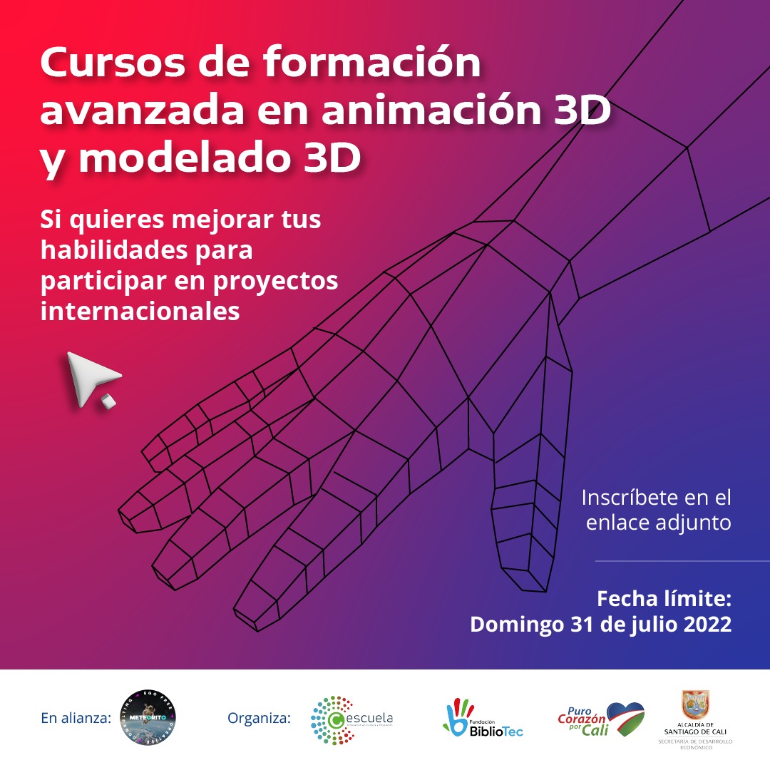 Abierta convocatoria para formación básica en animación y modelación 3D