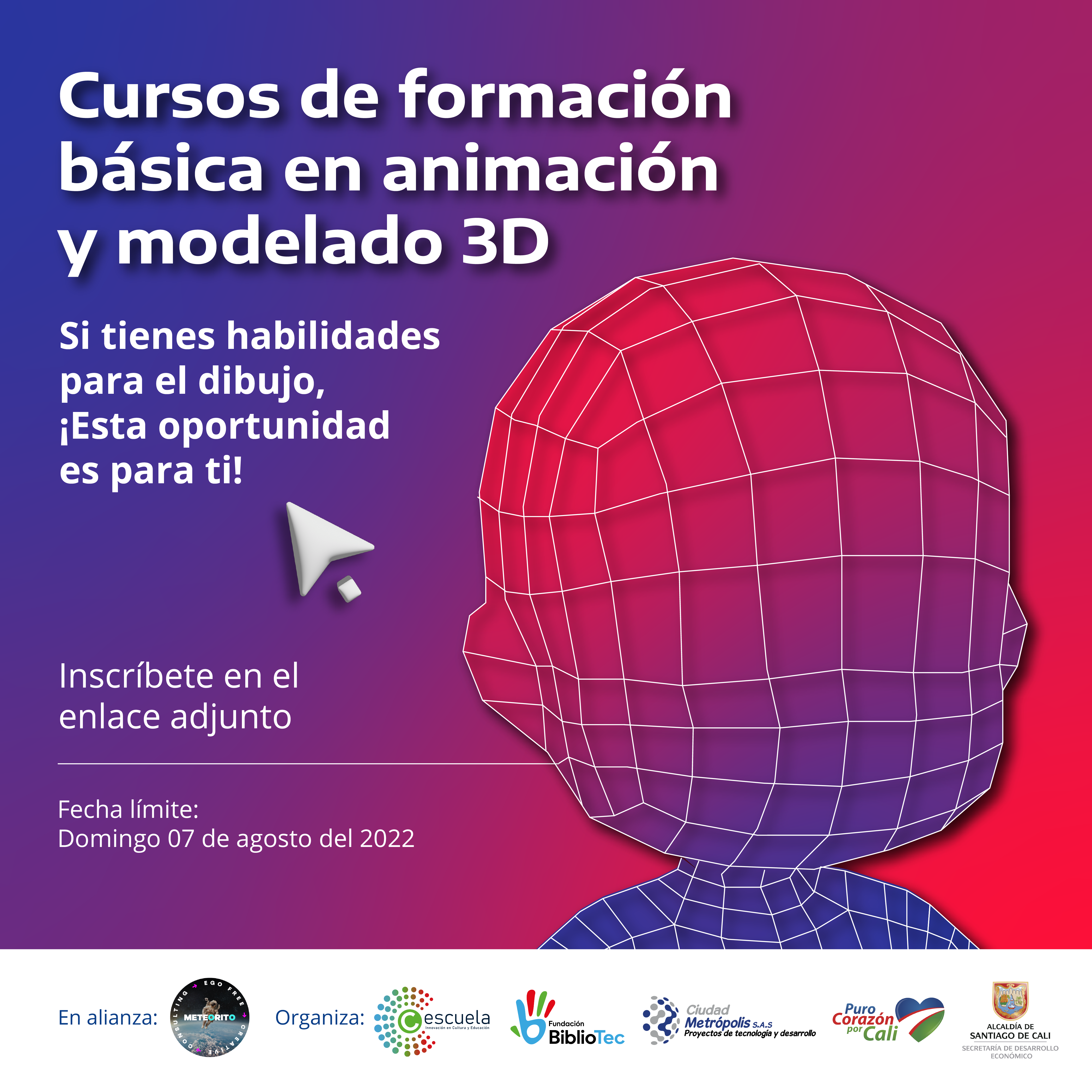 Abierta convocatoria para formación básica en animación y modelación 3D