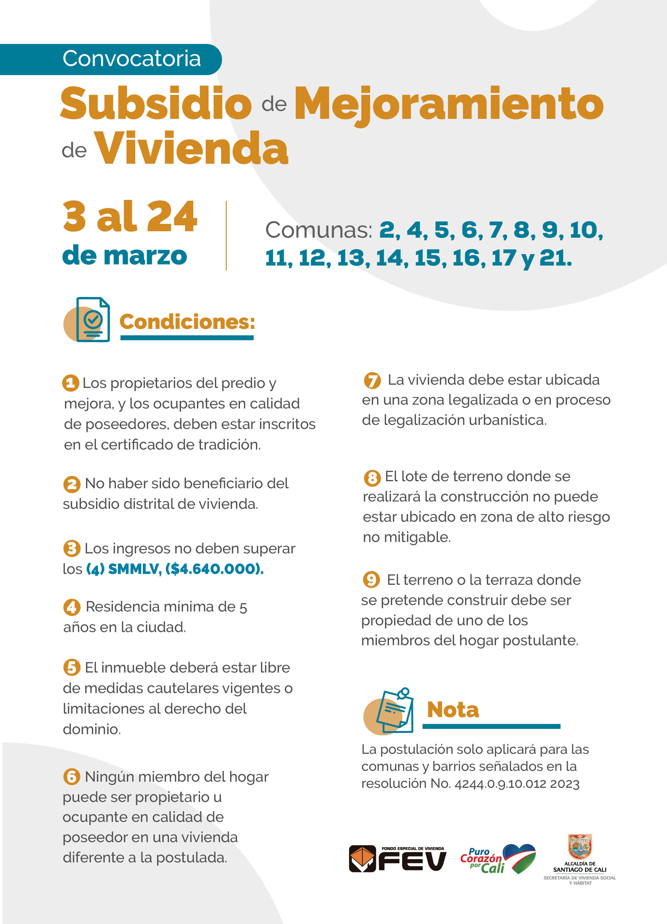 Condiciones Postulación Subsidio Condiciones Postulación Subsidio