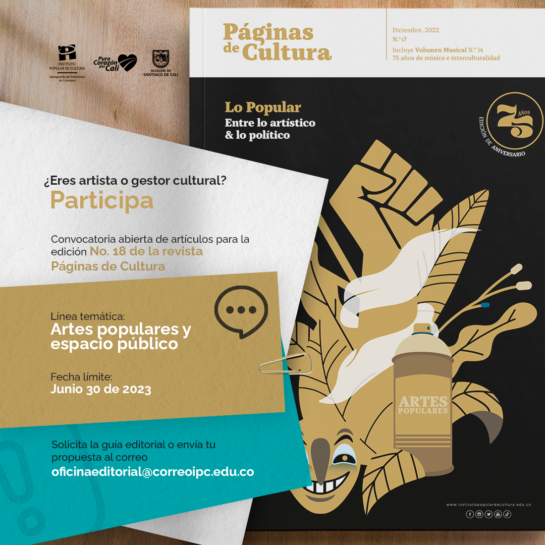Convocatoria abierta de artículos para la revista Páginas de Cultura Vol. 18 Convocatoria abierta de artículos para la revista Páginas de Cultura Vol. 18