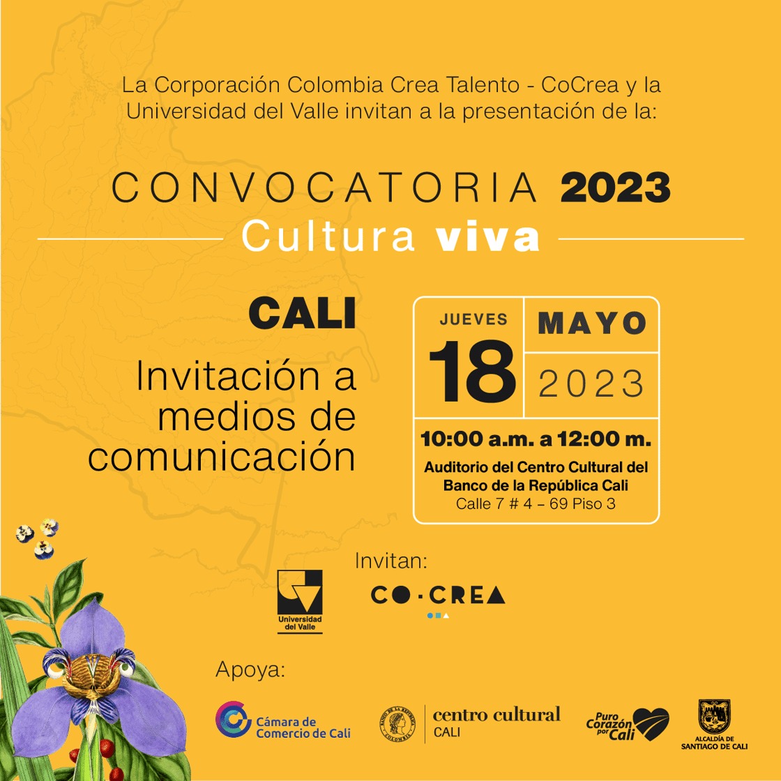 CoCrea presentará en Cali su Convocatoria 2023 ‘Cultura Viva’ CoCrea presentará en Cali su Convocatoria 2023 ‘Cultura Viva’