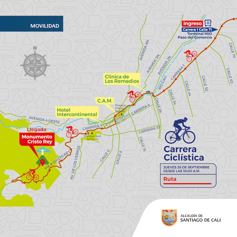 Conozca el recorrido del Clásico RCN en Cali: la carrera entra por Paso del Comercio y termina en Cristo Rey Conozca el recorrido del Clásico RCN en Cali: la carrera entra por Paso del Comercio y termina en Cristo Rey