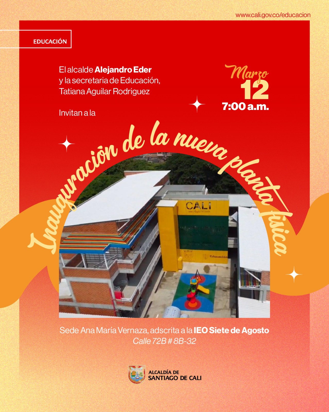 Agéndese el próximo miércoles 12 de marzo a la inauguración de la nueva planta física de la sede educativa Ana María Vernaza Agéndese el próximo miércoles 12 de marzo a la inauguración de la nueva planta física de la sede educativa Ana María Vernaza