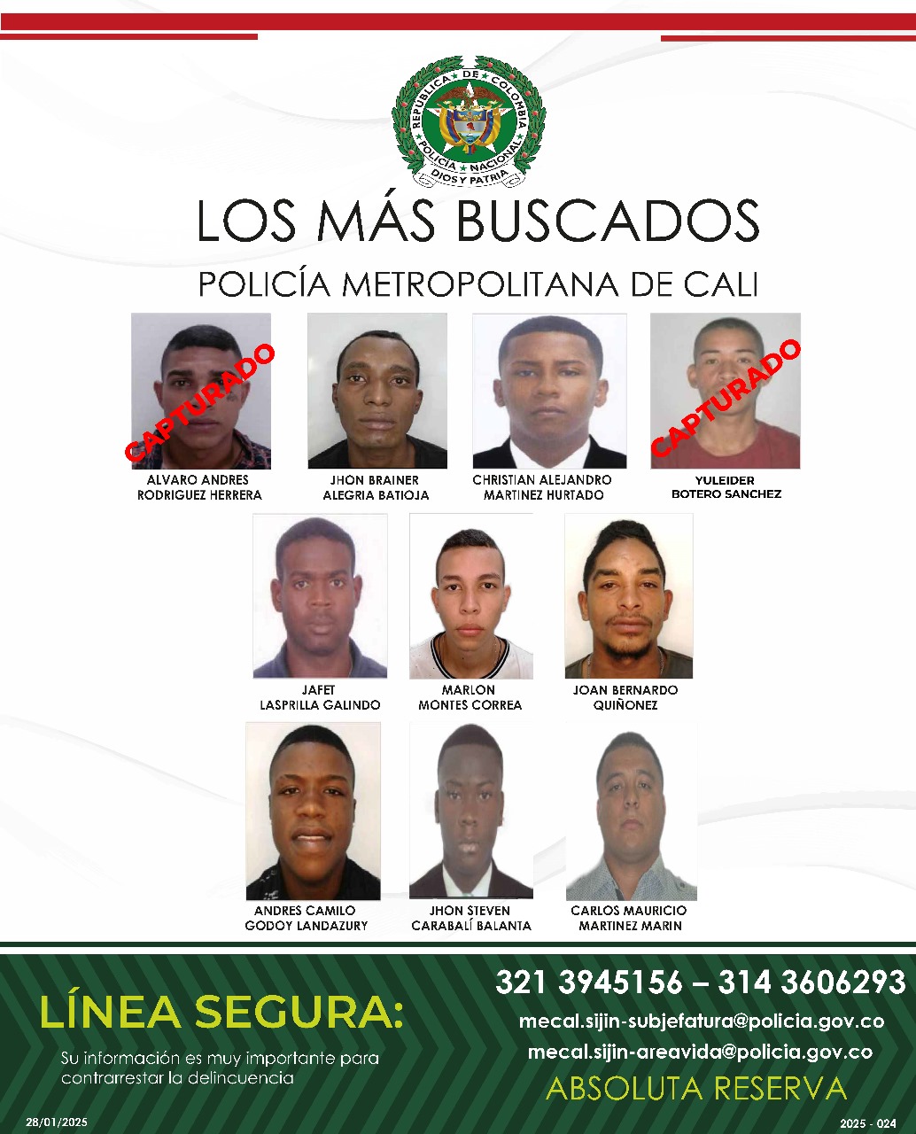 Autoridades de Cali capturan a las dos primeras personas del ‘cartel de los más buscados por homicidio’