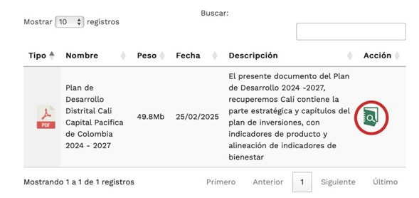 Descargue la versión digital del Plan de Desarrollo 2024 - 2027 ‘Cali, Capital Pacífica de Colombia’ Descargue la versión digital del Plan de Desarrollo 2024 - 2027 ‘Cali, Capital Pacífica de Colombia’