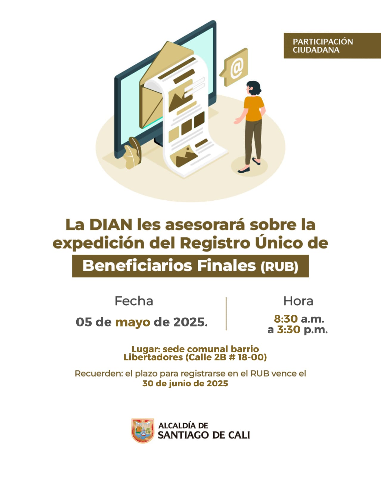 Este 5 de mayo, de nuevo la Dian acompañará a los organismos comunales para el registro del RUB y el RUT 