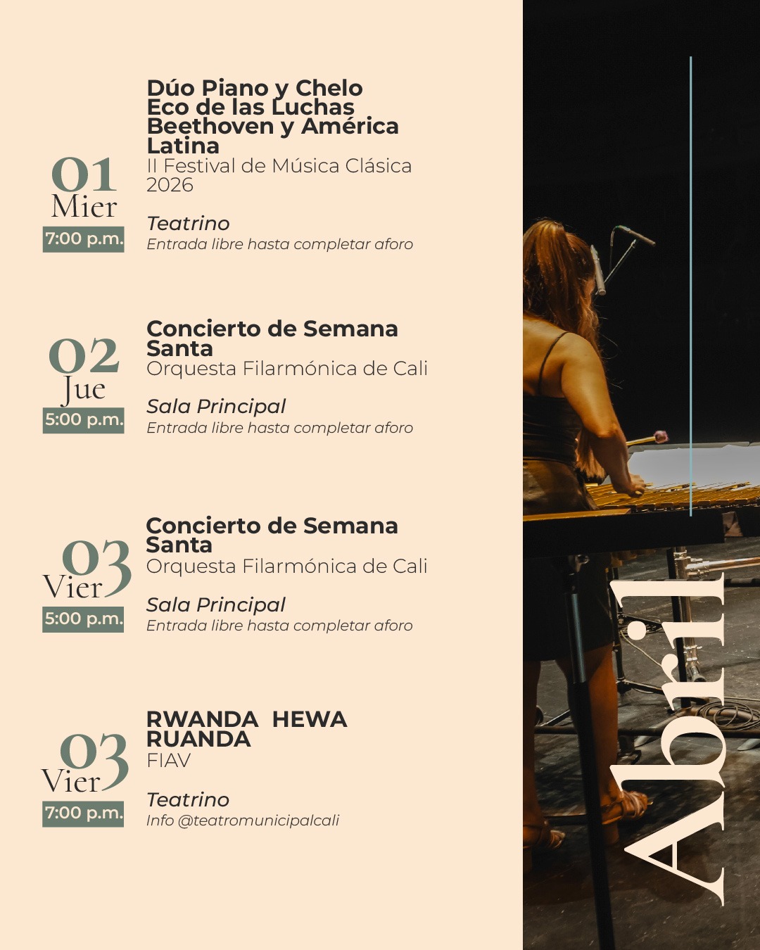 El Teatro Municipal Enrique Buenaventura presenta su programación de abril El Teatro Municipal Enrique Buenaventura presenta su programación de abril
