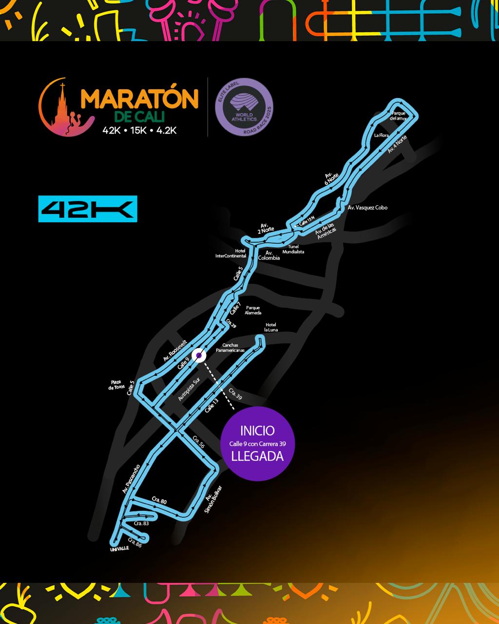 Conozca el recorrido oficial de 42K en la ‘Maratón de Cali 2026’ Conozca el recorrido oficial de 42K en la ‘Maratón de Cali 2026’