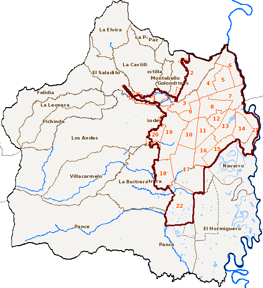 Imagen del Geovisor IDESC donde se muestra el mapa del Distrito.