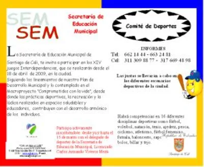 SECRETARÍA DE EDUCACIÓN MUNICIPAL INVITA A LOS 'XIV JUEGOS INTERDEPENDENCIAS'