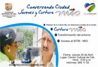 ESTE JUEVES CONVERSATORIO SOBRE JÓVENES, CIUDAD Y CULTURA MIO, EN EL CENTRO CULTURAL DE CALI 