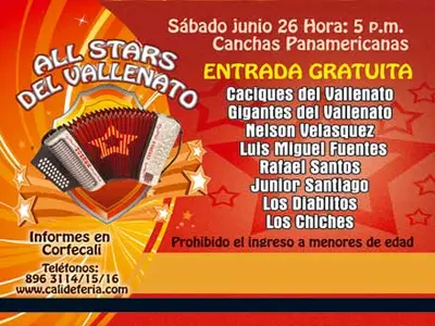 Este 26 de junio, concierto vallenato gratuito para los caleños