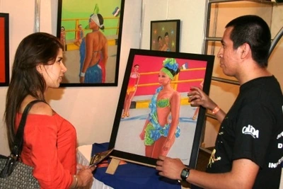 Un pintor se inspiró en la mujer bailarina de salsa