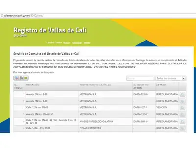 Herramienta en la web de la Alcaldía para verificar la legalidad de las vallas en la ciudad