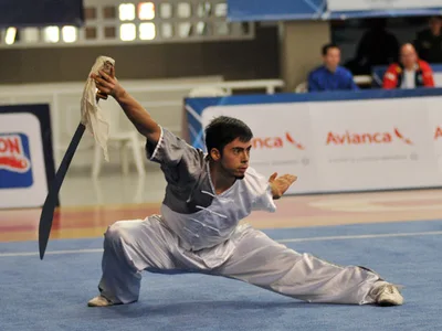 El wushu deleitó al público con el brillo de sus espadas