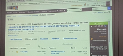 Gestión del Riesgo realizó la primera Subasta Inversa Electrónica en Secop II
