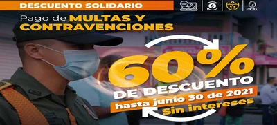 60% de descuento en pago de multas generadas durante el aislamiento obligatorio por covid-19