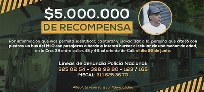 Autoridades ofrecen recompensa para identificar a nuevo agresor de bus del MIO