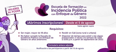 Inscripciones para la Escuela de Incidencia Política con Enfoque de Género 2022