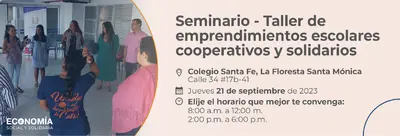 Inscripciones abiertas para el seminario-taller de ‘Emprendimientos Escolares Cooperativos y Solidarios’