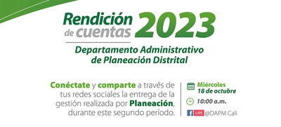 Únete a la Segunda Jornada de Rendición de Cuentas del Departamento Administrativo de Planeación Distrital