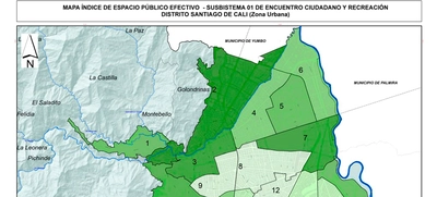Indicador del espacio público efectivo en Santiago de Cali