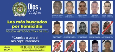 Autoridades aumentan la recompensa para capturar a los más buscados por homicidio en Cali