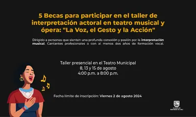 Alcaldía de Cali entregará 5 becas para participar en el taller de interpretación actoral en teatro musical y ópera: ‘La Voz, el Gesto y la Acción’