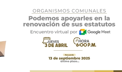 Organismos comunales recibirán asesoría para renovar sus estatutos ¡Conéctense este jueves!