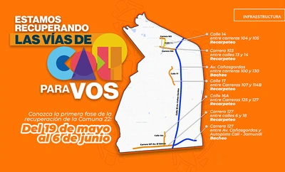 Secretaría de Infraestructura implementa plan de recuperación de vías barrio adentro para descongestionar el sur de Cali