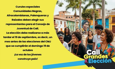 Comunidades negras, afrocolombianas, palenqueras y raizales deben elegir sus representantes para el Consejo de Juventud de Cali