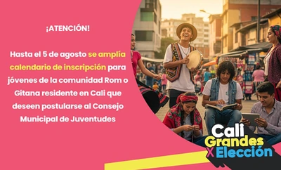 Se amplía calendario de inscripción para jóvenes de la comunidad Rom o Gitana residente en Cali que deseen postularse al Consejo Municipal de Juventudes