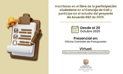 Concejo de Cali abrió la participación ciudadana para estudio del proyecto sobre el presupuesto 2026