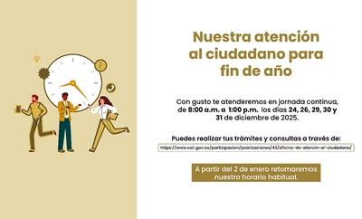 Este es el horario especial de atención presencial de fin de año