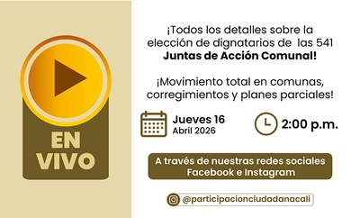 Conéctese el jueves 16 de abril al ‘En vivo’ de la Sría. de Participación Ciudadana: le contamos todo sobre las elecciones de Juntas de Acción Comunal