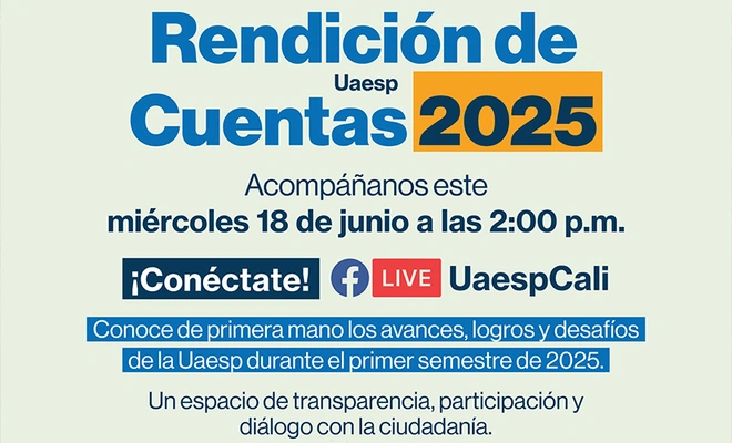 El 18 de junio, conéctese con la rendición de cuentas de la Unidad  Administrativa Especial de Servicios Públicos