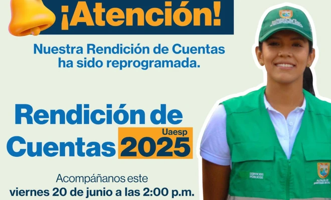 ¡Nueva fecha! Rendición de cuentas de la Uaesp será el viernes 20 de junio