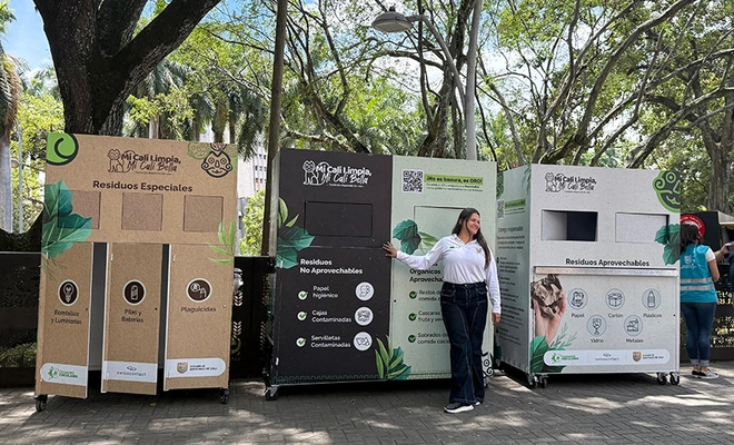 Alcaldía de Cali y Swisscontact instalan los primeros eco-puntos públicos en el Bulevar del Río