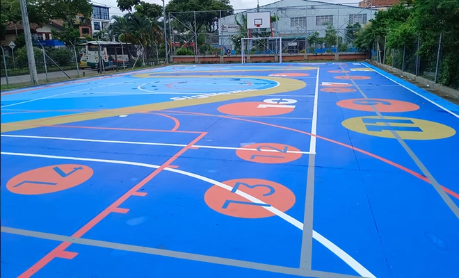 Cancha múltiple del barrio El Jardín se renueva con recursos de ‘Invertir para Crecer’