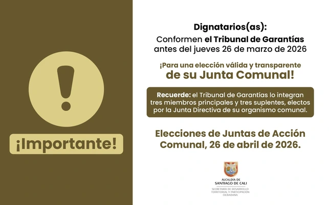 ¡Atención! Juntas de Acción Comunal deben conformar su Tribunal de Garantías antes del 26 de marzo